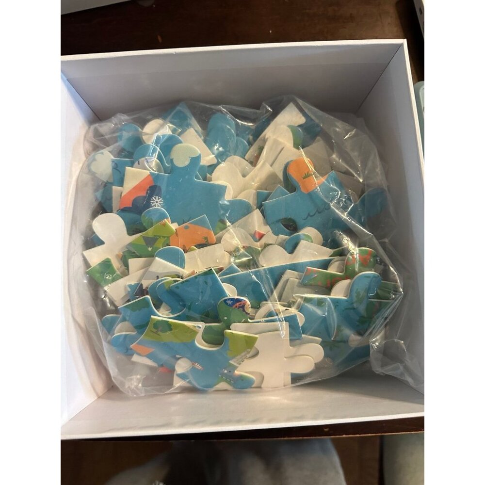 World Map Kids Puzzle - Blue & Green Educational Jigsaw - Picture 2 of 5